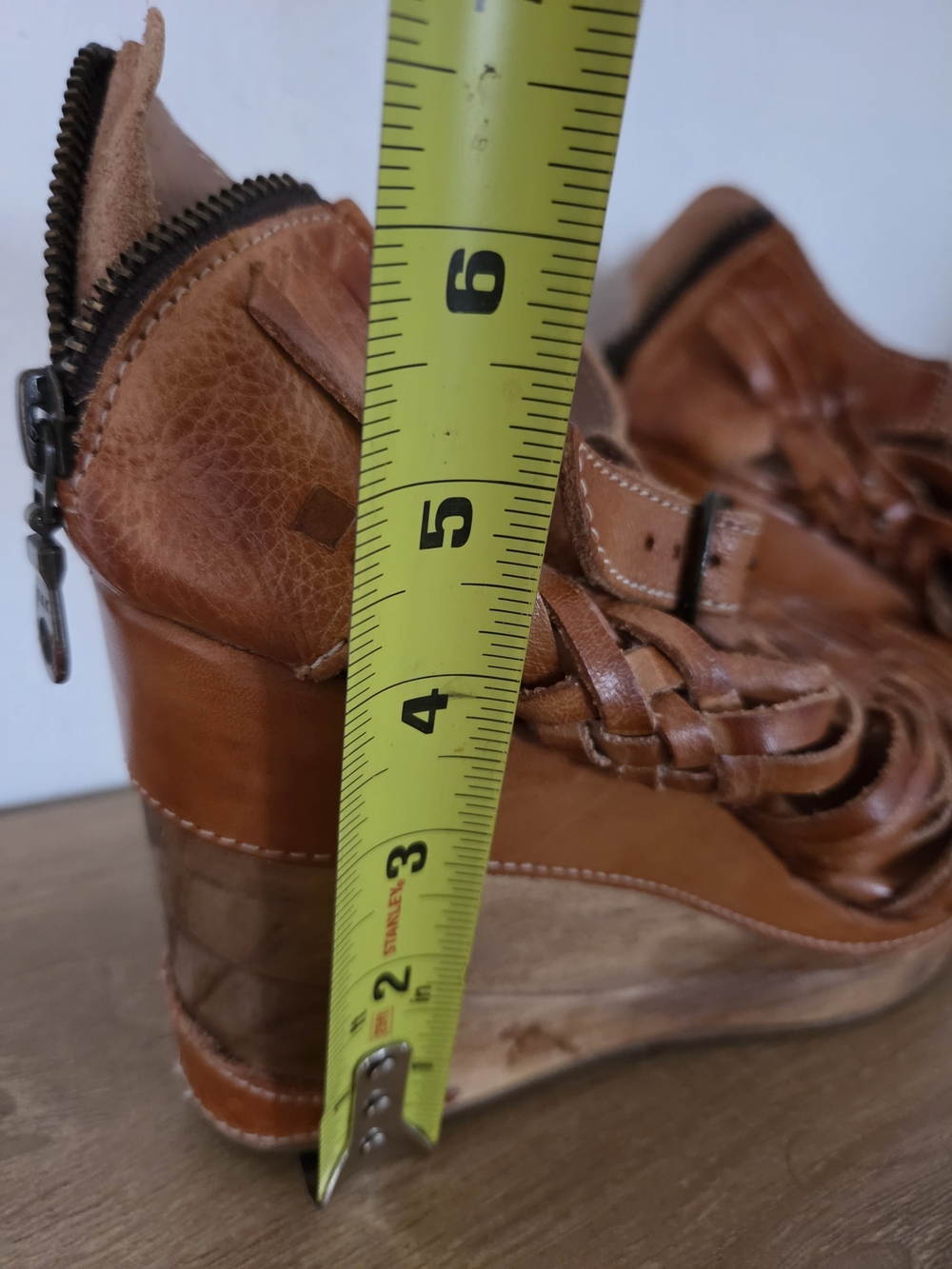 BedStu Leather Wedge Sandals - Tan - Picture 13 of 13